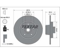 TEXTAR Discos de Freno Traseros Tipo Sólido para Renault Kangoo/Grand, 92329403