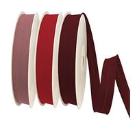 TEXTEX = Bies de 30mm de Ancho. 50% Algodón y 50% Poliéster. Pack de 3 Piezas de 10m Cada Una - (Maquillaje/Rojo Ferrari/Granate)