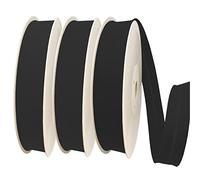 TEXTEX = Bies de 40mm de Ancho. 50% Algodón y 50% Poliéster. Pack de 3 Piezas de 10m Cada Una - (Negro/Negro/Negro)