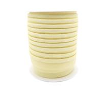 TEXTEX = Vivo al Bies para Proyectos de Costura, Decoración y Manualidades. Composición 50% Algodón y 50% Poliéster. Ancho Total 15mm, Cordón 5mm y Solapa 10mm. Carrete 10 Metros - (Amarillo Claro)