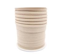TEXTEX = Vivo al Bies para Proyectos de Costura, Decoración y Manualidades. Composición 50% Algodón y 50% Poliéster. Ancho Total 15mm, Cordón 5mm y Solapa 10mm. Carrete 10 Metros - (Beige)