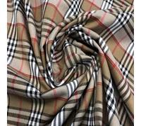 Textil Pertex Tela escocesa beige, 67% poliéster, 33% viscosa, patrón a cuadros, 150 cm de ancho, 1 m de largo