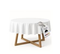 TextilDepot24 Mantel Redondo de Damasco, 100% algodón, Color Blanco (240 cm Redondo)