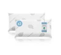 Textilhome Pack 2 Unidades Almohada Viscoelástica 75 cm, Núcleo de Visco Puro 100%, Funda con Cremallera Lavable, Tejido Ecológico Aloe Vera Stretch Transpirable, Hipoalergénico y Ergonómica.