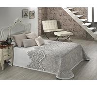 Textilia Duero 1 Colcha cubrecama, para Cama de 180 cm, 270 x 270 cm, Poliéster, Fondo Blanco con bajo en Color Beige