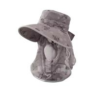 Textiluna Sombrero de protección Solar de Moda for Mujer, máscara, ala Ancha, Gorra for Trabajo agrícola, Sombrero for Montar, Sombrero for Recoger té, protección Solar(Grey)