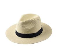 Textiluna Sombreros Panamá for Hombre y Mujer, Sombrero de Paja de ala Ancha for Playa, Sombreros de Verano for Mujer, Sombrero Fedora de Talla Grande(Beige,XL 61-64cm)