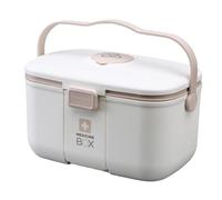 Textiluxe Medicine Box,Caja para medicina, Caja medicinas grande,multifunción Caja de medicamentos con asa para, medicamentos y cosméticos (Blanco)