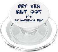 Texto Azul Divertido de Get Yer Kilt Oot Its St Andrews Day PopSockets PopGrip para MagSafe