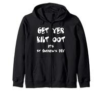 Texto Blanco Divertido de Get Yer Kilt Oot Its St Andrews Day Sudadera con Capucha
