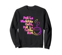Texto Blanco por LA Manana Cafe por LA Tarde Ron Sudadera