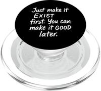 Texto Blanco Simple Just Make It Exist Cita Motivacional PopSockets PopGrip para MagSafe