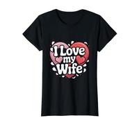 Texto de «Amo a mi Esposa, corazón y Esposo» Camiseta gráfica económica, Mujer, Negro, S
