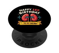 Texto de Humor Divertido Divertido Feliz Primer cumpleaños a mi Nuevo riñón PopSockets PopGrip Adhesivo