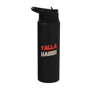 Texto divertido Yalla Habibi significa Let's Go My Love Arabic habibi Stainless Steel Insulated Water Bottle
