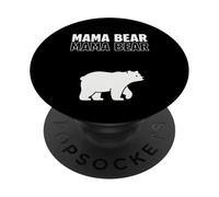 Texto en Negrita de Mama Bear con gráfico de Silueta de Oso PopSockets PopGrip Adhesivo