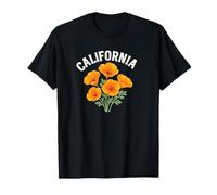 Texto envejecido de California con amapolas de acuarela Camiseta