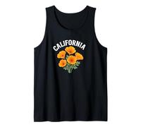 Texto envejecido de California con amapolas de acuarela Camiseta sin Mangas