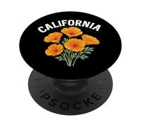 Texto envejecido de California con amapolas de acuarela PopSockets PopGrip Adhesivo