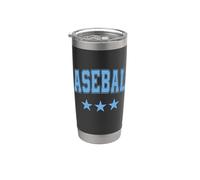Texto retro clásico de Baseball All Light Blue Stars Vaso térmico de acero inoxidable de doble pared