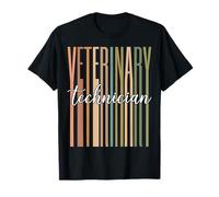 Texto Vertical Colorido Técnico Veterinario Retro Camiseta