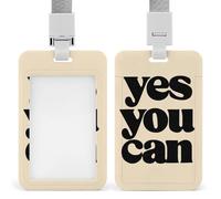 Texto Yes You Can on Beige Minimalista Soporte de identificación retráctil Clip Tarjetero Protector de tarjeta de nombre Placa de nombre para el trabajo, oficina, médico, enfermera