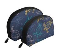 Textura de caparazón de Tortuga, Bolsa de Maquillaje de Concha, Monedero pequeño para Mujer, Bolsa de artículos de tocador, Bolsa de cosméticos, 2 Piezas