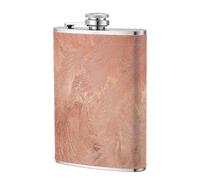 Textura de cobre dorado rosa metálico,Frasco de acero inoxidable 304 de 8 oz con funda de cuero sintético, frasco de bolsillo para licor plano para exteriores