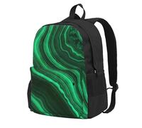 Textura de malaquita,Mochila con bolsillos, mochila informal para el día a día, resistente al agua, ideal para la escuela, viajes