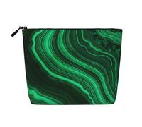 Textura de malaquita,Neceser de Maquillaje de imitación Lino, Neceser de Viaje portátil