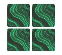 Textura de malaquita,Posavasos Cuadrados de Corcho MDF, Almohadilla para Tazas, Juego de 4 Posavasos para Bebidas