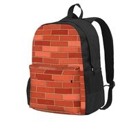Textura de pared de ladrillo rojo impresa,Mochila con bolsillos, mochila informal para el día a día, resistente al agua, ideal para la escuela, viajes