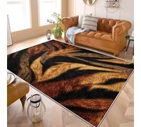 Textura de Piel de Tigre de Camuflaje Alfombra de Franela con Base TPR Antideslizante - Lavable en la Lavadora Hipoalergénico MarróN Pelo Corto Alfombra, para Salón, Dormitorio 160x230 cm