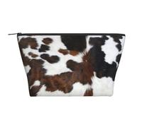 Textura De Piel De Vaca Bronceada En Blanco Y Negro, Bolsa de artículos de tocador Bolsa de Maquillaje Bolsa de cosméticos Bolsa de artículos de tocador de Viaje portátil