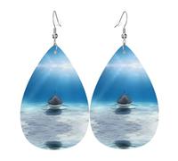 Textura ligera y lujosa: adecuados para el uso diario, pendientes de fiesta y citas, aretes de cuero con forma de lágrima con estampado de pez tigre