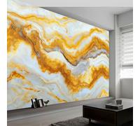 Textura Patrón De Mármol Pan De Oro Papel pintado fotográfico tejido no tejido 300 x 210 cm murales decorativos modernos para pared Amarillo, póster de pared para habitación infantil y salón