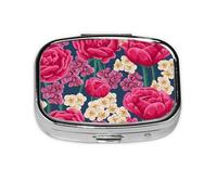 Textura rosa rosa roja, Pastillero cuadrado para bolsillo o monedero, pequeño contenedor de pastillas, organizador de pastillas de viaje