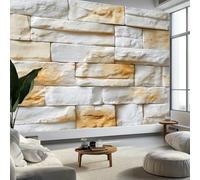 Texturas Arquitectónicas Papel Pintado Mural de Pared 400 x 280 cm Decoración Moderna, Rocas Geométricas Rayas Diseño de Pared para Salón Dormitorio Oficina Pasillo Póster