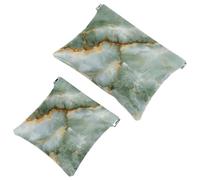 Texturas de acuarela de tinta verde sobre fondo blanco bolsa cosmética, impermeable apretando bolsa de maquillaje sin cierre de cremallera, mini almacenamiento de viaje portátil para auriculares