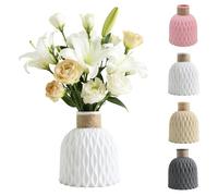 Textured Plastic Vase for Flowers, Modern Nordic Style Rope Arrangement DIY Vase Flowerpot, Simple Rustic Cylinder Vases Desktop Centerpiece, for Living Room Bedroom Home Decor