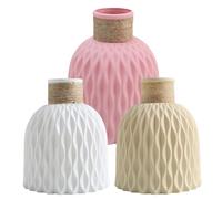 Textured Plastic Vase for Flowers, Modern Nordic Style Rope Arrangement DIY Vase Flowerpot, Simple Rustic Cylinder Vases Desktop Centerpiece, for Living Room Bedroom Home Decor