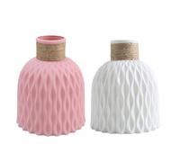 Textured Plastic Vase for Flowers, Modern Nordic Style Rope Arrangement DIY Vase Flowerpot, Simple Rustic Cylinder Vases Desktop Centerpiece, for Living Room Bedroom Home Decor