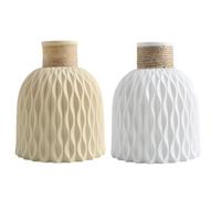 Textured Plastic Vase for Flowers, Modern Nordic Style Rope Arrangement DIY Vase Flowerpot, Simple Rustic Cylinder Vases Desktop Centerpiece, for Living Room Bedroom Home Decor