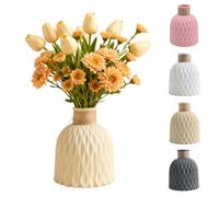 Textured Plastic Vase for Flowers, Modern Nordic Style Rope Arrangement DIY Vase Flowerpot, Simple Rustic Cylinder Vases Desktop Centerpiece, for Living Room Bedroom Home Decor