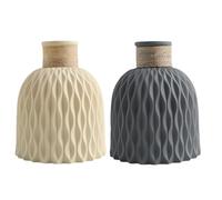 Textured Plastic Vase for Flowers, Modern Nordic Style Rope Arrangement DIY Vase Flowerpot, Simple Rustic Cylinder Vases Desktop Centerpiece, for Living Room Bedroom Home Decor