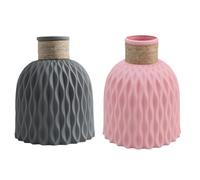 Textured Plastic Vase for Flowers, Modern Nordic Style Rope Arrangement DIY Vase Flowerpot, Simple Rustic Cylinder Vases Desktop Centerpiece, for Living Room Bedroom Home Decor