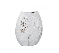 Textured Silver Branch Oval Vase 24cm