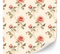 TexturKontor Papel pintado autoadhesivo para casas de muñecas, 3 hojas, escala 1:12, moderno Art Déco (rosas sepias)