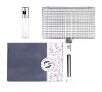 Texvora Cesta de barbacoa de acero, 30 x 21 cm con asa, juego de regalo