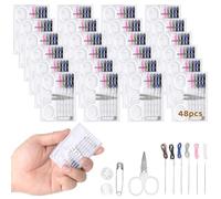 Texvora Kit de costura, kit de viaje de 48 piezas, preroscado, agujas, hilos, botones